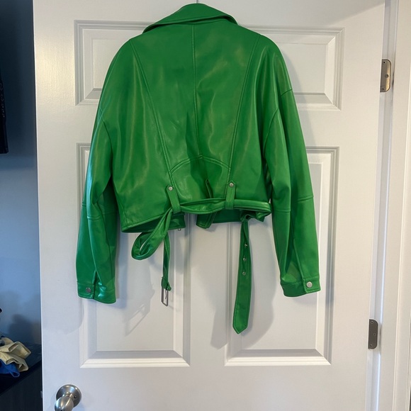 Avec Les Filles Bright Green Leather Jacket - Picture 4 of 5